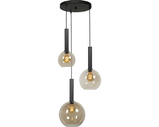 Hanglamp - Opalen Glas - Ø 48,5 cm - Zwart